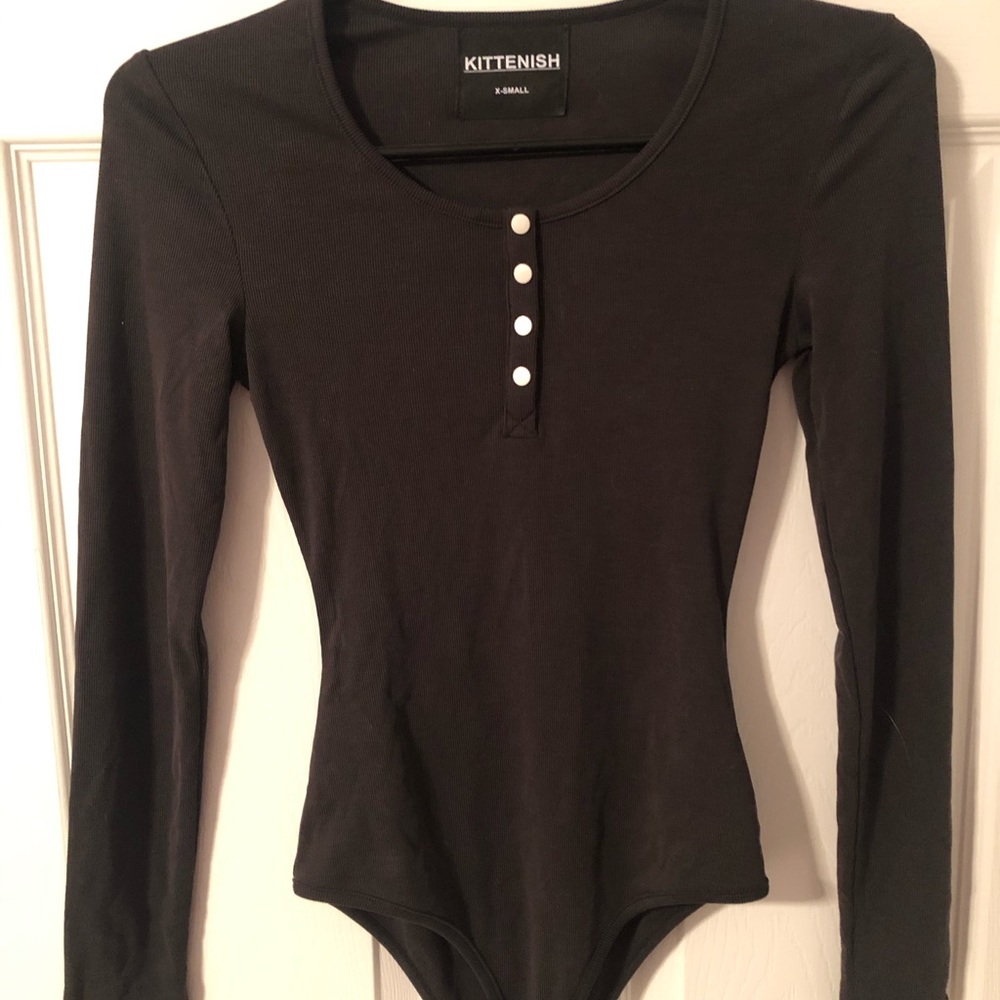 Charcoal colored kittenish bodysuit